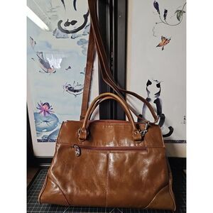 Ashwood "Gina Bridge" Leather Brown Convertible Messenger Bag Tote Large 15" (N)